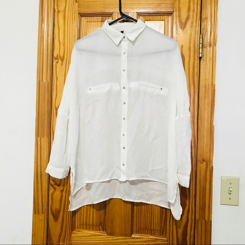 Brand New Mango Button Down Chiffon Shirt